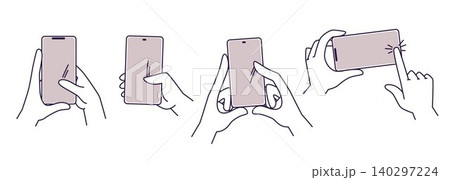Hand holding smartphone, finger touching screen 140297224