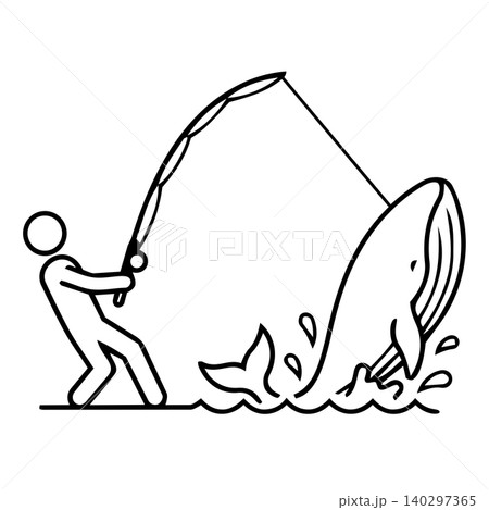 Whaling phishing cyber attack icon, minimalist line art of a hacker catching a big whale symbolizing targeted social engineering and information security threat. Whaling phishing cyber attack icon, minimalist line art of a hacker catching a big whale symbolizing targeted social engineering and information security threat. 140297365