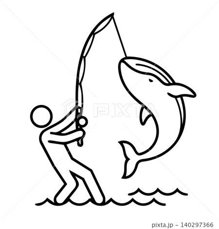 Whaling phishing attack metaphor icon, minimalist line art of hacker catching a big whale symbolizing targeted social engineering and executive level cyber security threat. Whaling phishing attack metaphor icon, minimalist line art of hacker catching a big whale symbolizing targeted social engineering and executive level cyber security threat. 140297366