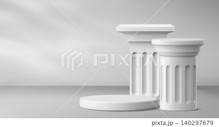 White marble stone roman podium, greek column base 140297679