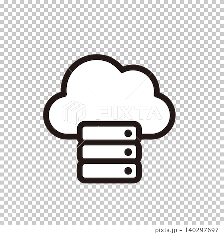 A simple database icon representing cloud storage and cloud servers. 140297697