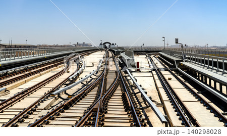 Riyadh Metro railway tracks and depot junction Riyadh Metro railway tracks and depot junction 140298028