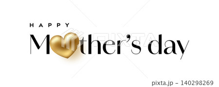 Happy Mothers Day lettering typography with gold heart 140298269