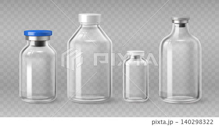 Medical glass bottle set on transparent background Medical glass bottle set on transparent background 140298322
