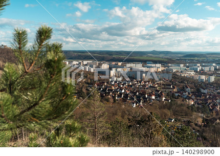 Valley Town And Hills Viewed From Above Valley Town And Hills Viewed From Above 140298900