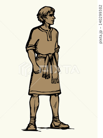 Vector drawing. Man in traditional clothing 140299382