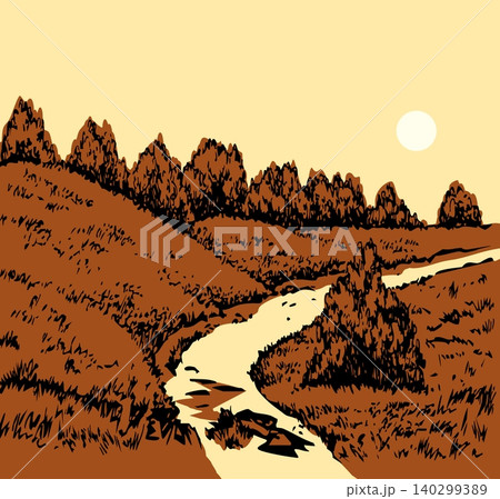 Vector drawing. Road in the field Vector drawing. Road in the field 140299389