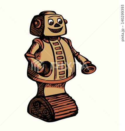 Vector drawing. Small funny robot 140299393