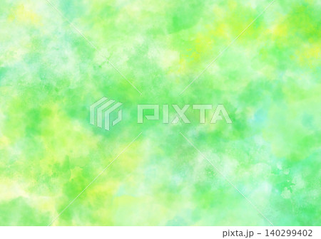 水彩風 淡いグリーン 新緑 パステル 背景テクスチャ イラスト 140299402