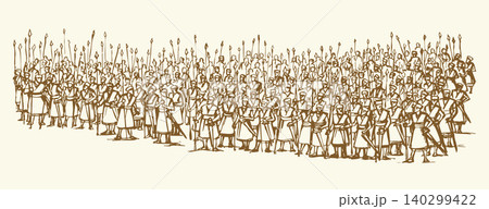Vector drawing. Troops on the battlefield Vector drawing. Troops on the battlefield 140299422