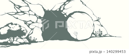 Vector drawing. Old stone cave door Vector drawing. Old stone cave door 140299453