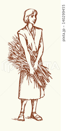 Vector drawing. Man with wheat Vector drawing. Man with wheat 140299455