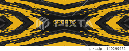 Modern futuristic black abstract sports background with yellow and gray arrows and angles. Modern futuristic black abstract sports background with yellow and gray arrows and angles. 140299481