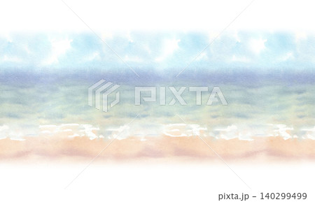 Seamless border of the seascape. Watercolor illustration. Handmade art work. For packaging design, cards, cover, prints, product labels and fabric Seamless border of the seascape. Watercolor illustration. Handmade art work. For packaging design, cards, cover, prints, product labels and fabric 140299499