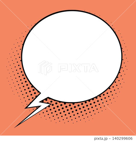 Comic speech bubble with halftone dots lightning tail pop art style Comic speech bubble with halftone dots lightning tail pop art style 140299606