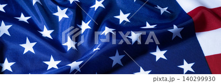 Panoramic american flag banner patriotic waving Panoramic american flag banner patriotic waving 140299930