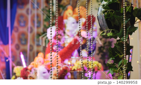 Ganesh Chaturthi festival celebrating Lord Ganesha with traditional beads and decor Ganesh Chaturthi festival celebrating Lord Ganesha with traditional beads and decor 140299958