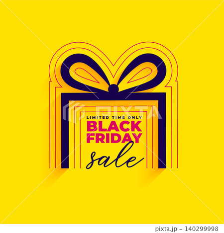 yellow black friday festive sale template with creative giftbox design yellow black friday festive sale template with creative giftbox design 140299998