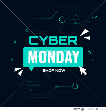 Cyber monday sale shop now tech background vector illustration 140300117