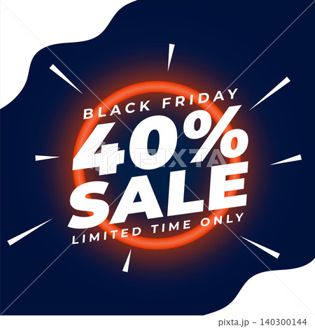 black friday 40% sale background with neon circle frame 140300144