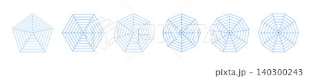 Radar, spider blue diagrams. Spider mesh pattern layout. Polygon flat graphs. Diagram templates for statistic, analytic. Blank radar thin charts. Minimal coaching tool. Grid mockups with segments set. Radar, spider blue diagrams. Spider mesh pattern layout. Polygon flat graphs. Diagram templates for statistic, analytic. Blank radar thin charts. Minimal coaching tool. Grid mockups with segments set. 140300243