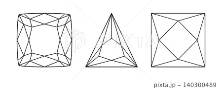 Cushion, Princess, Trillion diamond cut shape. Gemstone outline icon for jewellery design, branding, packaging, logo, digital graphic. Cushion, Princess, Triangular brilliant. Diamond shape top view Cushion, Princess, Trillion diamond cut shape. Gemstone outline icon for jewellery design, branding, packaging, logo, digital graphic. Cushion, Princess, Triangular brilliant. Diamond shape top view 140300489