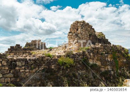 Ruins of medieval fortress on rocky cliff in Siurana village, Catalonia, Spain Ruins of medieval fortress on rocky cliff in Siurana village, Catalonia, Spain 140301654