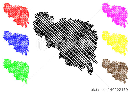 Neunkirchen district (Republic of Austria or osterreich, Lower Austria or Niederosterreich state) map vector illustration, scribble sketch Bezirk Neunkirchen map 140302179