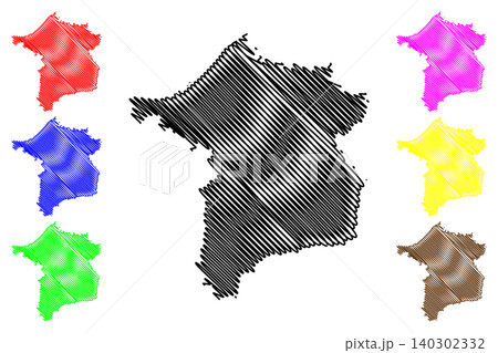Ried im Innkreis district (Republic of Austria or osterreich, Upper Austria or Oberosterreich state) map vector illustration, scribble sketch Bezirk Ried im Innkreis map 140302332