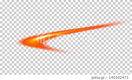 Orange motion arrow with glowing trail on transparent background, fast directional effect for banner, web design, and marketing. 140302471