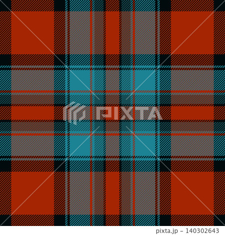 Pillow textile plaid tartan, custom texture fabric pattern. Industry vector background seamless check in cyan and red colors. 140302643