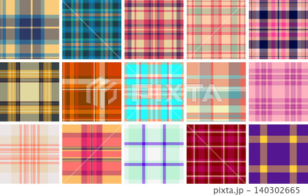 Plaid pattern bundle for party accessories. Suitable for tags, labels, cupcake toppers, and favors. Seamless vectors align perfectly. Plaid pattern bundle for party accessories. Suitable for tags, labels, cupcake toppers, and favors. Seamless vectors align perfectly. 140302665