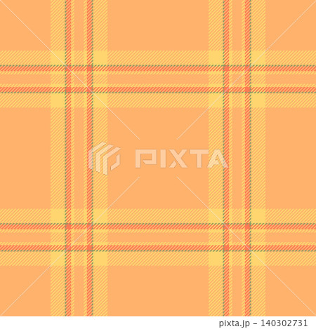 Victorian background fabric seamless, irish textile vector check. Sewing tartan plaid texture pattern in orange and amber colors. 140302731
