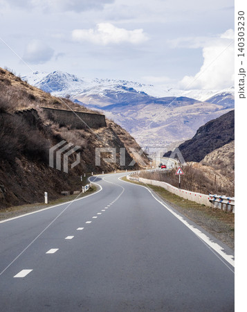 view of M6 highway in high mountains in Armenia 140303230