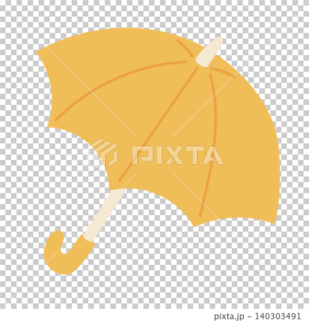 Illustration of a yellow umbrella (hand-drawn style, vector, white background) 140303491