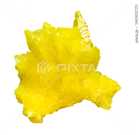 raw yellow crystalline sulfur rock cutout 140303725
