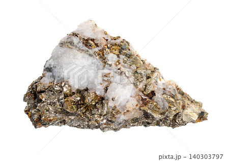 armenian pyrite, chalcopyrite, quartz rock cutout 140303797