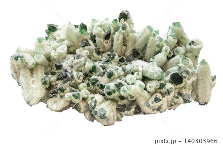 cluster of green phantom quartz crystals cutout cluster of green phantom quartz crystals cutout 140303966