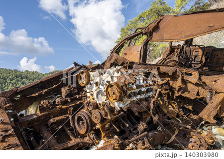 Corroded Vehicle Engine with Aluminum Block Close Up. Corroded Vehicle Engine with Aluminum Block Close Up. 140303980
