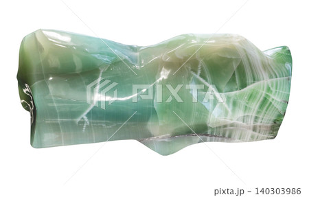 polished piece of green nephrite rock cutout polished piece of green nephrite rock cutout 140303986