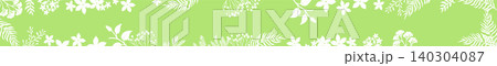 Delicate green floral long horizontal frame with white flowers . Hand drawn. Not AI, vector illustration. Delicate green floral long horizontal frame with white flowers . Hand drawn. Not AI, vector illustration. 140304087