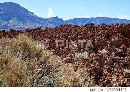 Rugged Volcanic Lava Field Beneath Mountain Ridge Rugged Volcanic Lava Field Beneath Mountain Ridge 140304143