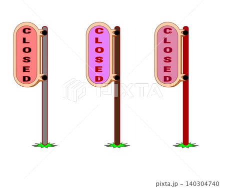 Closed sign vector illustration on wooden pole set Closed sign vector illustration on wooden pole set 140304740