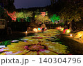 岐阜公園ぎふ灯り物語で彩られた花模様の光と和傘の幻想的な夜景 140304796