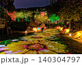 岐阜公園ぎふ灯り物語で彩られた花模様の光と和傘の幻想的な夜景 140304797