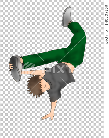 ブレイクダンスをする少年 フリーズポーズのイラスト カーキパンツ ブレイクダンスをする少年 フリーズポーズのイラスト カーキパンツ 140305159