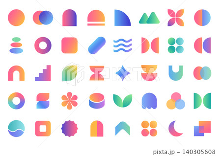 アイコン パーツ セット 幾何学 図形 abstract gradient ベクター イラスト アイコン パーツ セット 幾何学 図形 abstract gradient ベクター イラスト 140305608