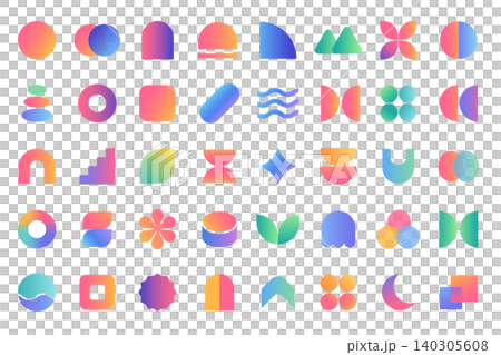 アイコン パーツ セット 幾何学 図形 abstract gradient ベクター イラスト アイコン パーツ セット 幾何学 図形 abstract gradient ベクター イラスト 140305608