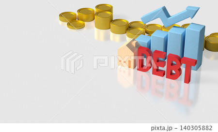 Rising Home Debt With Financial Growth Chart 3d render. Rising Home Debt With Financial Growth Chart 3d render. 140305882