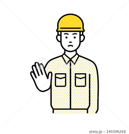 注意を促す作業員の男性 注意を促す作業員の男性 140306268